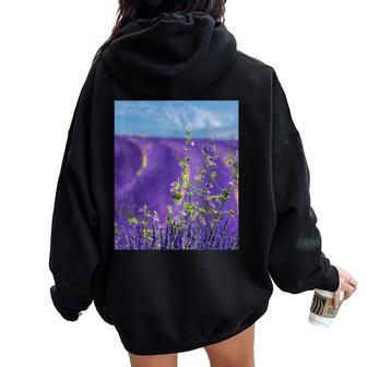 Lavender Purple Flower Field Women Oversized Hoodie Back Print - Monsterry DE