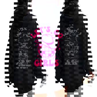 Let's Go Girls Team Bride Cowgirl Hat Disco Bachelorette Women Oversized Hoodie Back Print | Mazezy