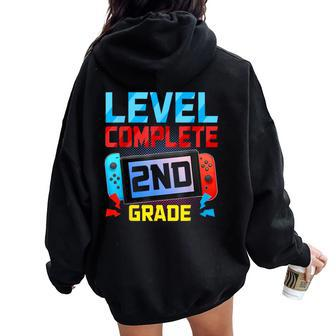 Level Complete 2Nd Grade Video Game Last Day Of School Women Oversized Hoodie Back Print - Seseable