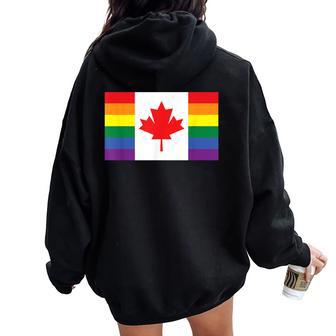 Lgbt Gay Pride Rainbow Canadian Flag Women Oversized Hoodie Back Print - Monsterry DE