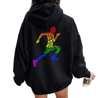 Lgbt Gay Pride Rainbow Flag Running Gear Runner Women Oversized Hoodie Back Print - Monsterry