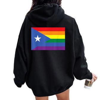 Lgbt Gay Pride Rainbow Puerto Rican Flag Women Oversized Hoodie Back Print - Monsterry AU