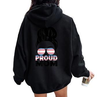 Lgbtq Pride Transgender Mom Trans Mom Messy Bun Women Oversized Hoodie Back Print - Thegiftio UK