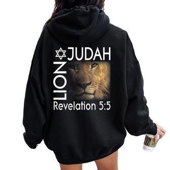 Lion Of Judah Christian Messianic Women Oversized Hoodie Back Print - Seseable