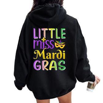 Little Miss Mardi Gras For New Orleans Costume Girls Women Oversized Hoodie Back Print - Thegiftio UK
