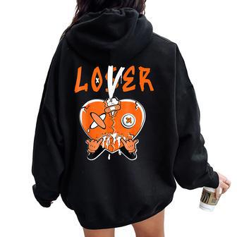 Loser Lover Drip Orange Heart Matching White Women Women Oversized Hoodie Back Print - Seseable