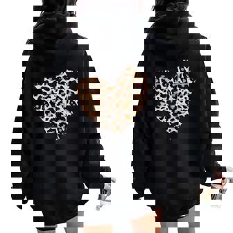 Love Heart Pattern Leopard Print Valentine's Day Women Oversized Hoodie Back Print - Thegiftio UK