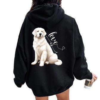 Love Is White English Cream Golden Retriever Mom Dog Puppy Women Oversized Hoodie Back Print - Seseable