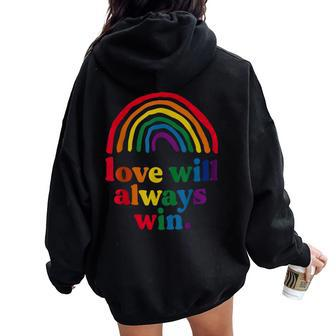 Love Will Always Win Pride Rainbow Kid Child Lgbt Quote Fun Women Oversized Hoodie Back Print - Monsterry DE