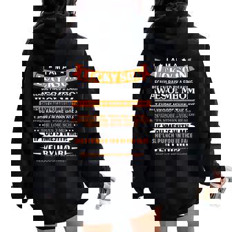 I Am A Lucky Son I'm Raised By Freaking Awesome Mom For Son Women Oversized Hoodie Back Print - Thegiftio