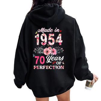 Made In 1954 Floral 70 Year Old 70Th Birthday Women Women Oversized Hoodie Back Print - Thegiftio UK
