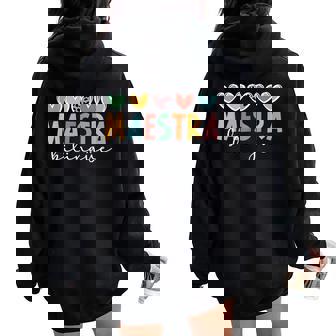Maestra Bilingue Hearts Maestra De Español Spanish Teacher Women Oversized Hoodie Back Print | Seseable CA