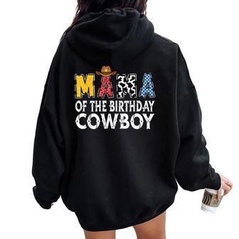 Mama 1St Birthday Cowboy Western Mama Birthday Boy Women Oversized Hoodie Back Print - Seseable