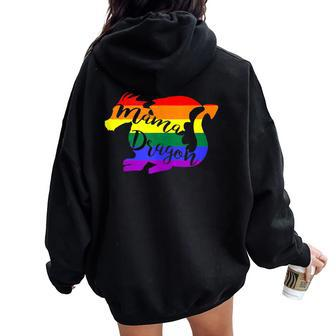 Mama Dragon Rainbow Colored Dragon Graphic Women Oversized Hoodie Back Print - Monsterry AU