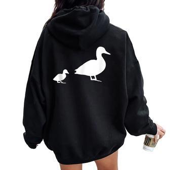 Mama Duck 1 Duckling Animal Family Women Oversized Hoodie Back Print - Monsterry AU