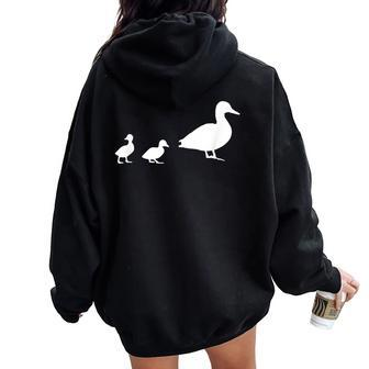 Mama Duck 2 Ducklings Animal Family Women Oversized Hoodie Back Print - Monsterry AU