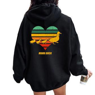 Mama Duck Mother Of 3 Duckling Mom Mommy Animal Lover Women Oversized Hoodie Back Print - Monsterry UK