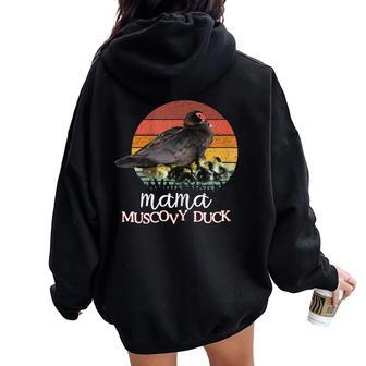 Mama Muscovy Duck Mom Women Oversized Hoodie Back Print - Monsterry