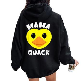 Mama Quack Yellow Duck Mama Duck Women Oversized Hoodie Back Print - Monsterry