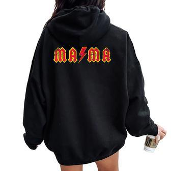 Mama Rocks Rock And Roll Mother's Day New Moms Distressed Women Oversized Hoodie Back Print - Monsterry
