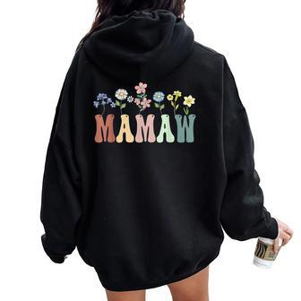 Mamaw Wildflower Floral Mamaw Women Oversized Hoodie Back Print | Mazezy