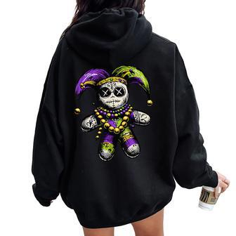 Mardi Gras Witch Doctor Goth Voodoo Doll Costume Women Oversized Hoodie Back Print - Seseable