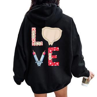 Medical Plaster Patch Wound Care Nurse Valentine's Day Women Oversized Hoodie Back Print - Seseable