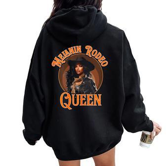 Melanin Rodeo Queen Bronc Riding African American Women Oversized Hoodie Back Print - Monsterry DE
