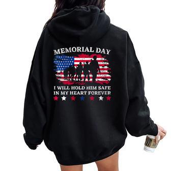 Memorial Day Usa Flag In My Heart Forever Remembrance Dad Women Oversized Hoodie Back Print - Monsterry CA