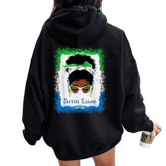 Messy Bun Sierra Leone Flag Woman Girl Women Oversized Hoodie Back Print - Monsterry DE