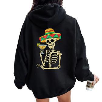 Mexican Skeleton Sombrero Cinco De Mayo Fiesta Women Women Oversized Hoodie Back Print - Thegiftio UK