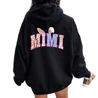 Mimi Bunny Happy Easter Day Mother's Day Family Matching Women Oversized Hoodie Back Print - Seseable