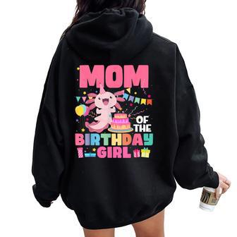 Mom Of The Birthday Axolotl Girl Mom And Dad Family Party Women Oversized Hoodie Back Print - Monsterry
