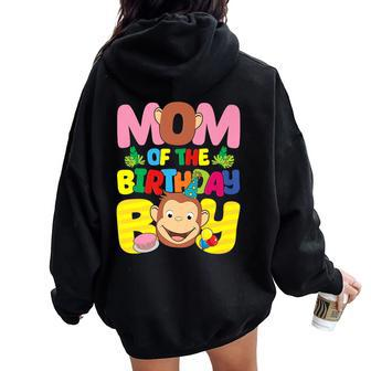 Mom And Dad Birthday Boy Monkey Family Matching Women Oversized Hoodie Back Print - Monsterry