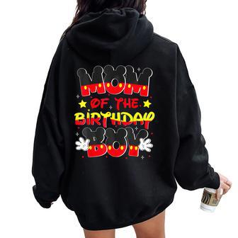 Mom And Dad Birthday Boy Mouse Family Matching Women Oversized Hoodie Back Print - Seseable