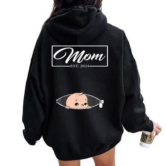 Mom Est 2024 Promoted To Mom 2024 Mother 2024 New Mom 2024 Women Oversized Hoodie Back Print - Seseable