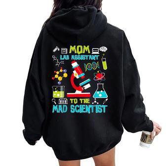 Mom Lab Assistant Mad Scientist Party Birthday Women Oversized Hoodie Back Print - Monsterry
