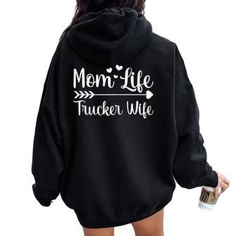 Mom Life Trucker Wife American Trucker Mom Women Oversized Hoodie Back Print - Thegiftio UK