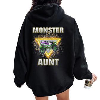 Monster Truck Aunt Retro Vintage Monster Truck Women Oversized Hoodie Back Print - Seseable
