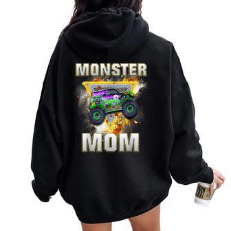 Monster Truck Mom Family Matching Monster Truck Lovers Women Oversized Hoodie Back Print - Seseable