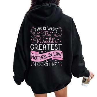Mother In Law From Daughter In Law World Greatest Women Oversized Hoodie Back Print - Seseable