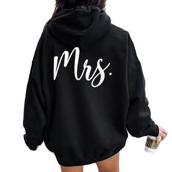 Mrs Mr And Mrs Matching Married Wife Husband Wedding Women Oversized Hoodie Back Print - Seseable