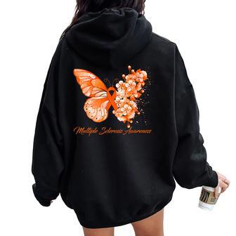 Multiple Sclerosis Awareness Butterflies Men Women Oversized Hoodie Back Print | Mazezy CA