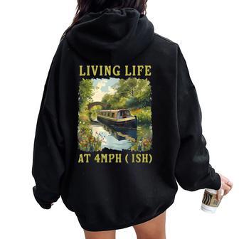 Narrowboat Outfit Idea For & Canal Boating Barge Owner Women Oversized Hoodie Back Print - Thegiftio UK