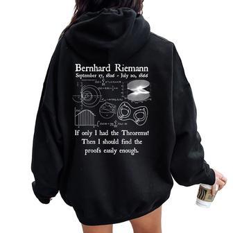 Nerdy Vintage Bernhard Riemann Mathematics Math Teacher Women Oversized Hoodie Back Print - Monsterry CA