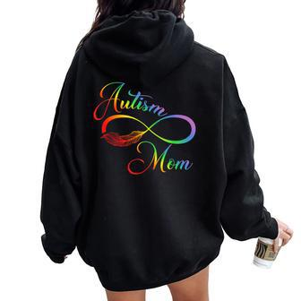 Neurodiversity Symbol Rainbow Autism Mom Autism Infinity Women Oversized Hoodie Back Print - Monsterry CA