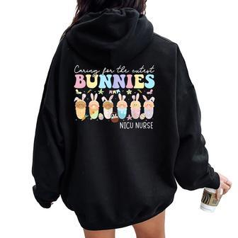 Nicu Nurse Easter Day Caring For The Cutest Bunnies Women Oversized Hoodie Back Print | Mazezy