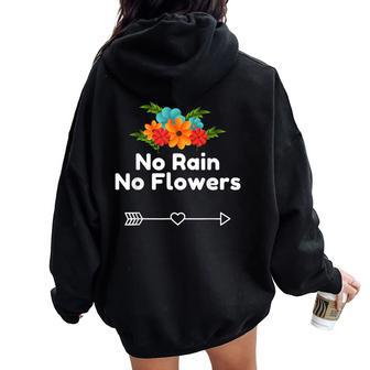No Rain No Flowers For Cute Natural Heart Women Oversized Hoodie Back Print - Monsterry