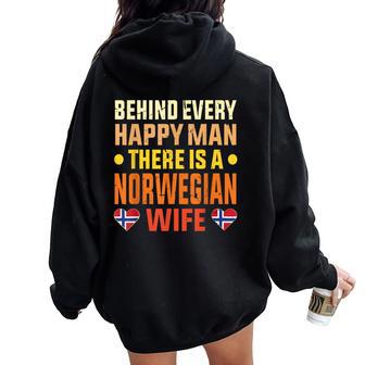 Norwegian Wife Husband Man Married To A Norwegian Women Oversized Hoodie Back Print - Thegiftio UK