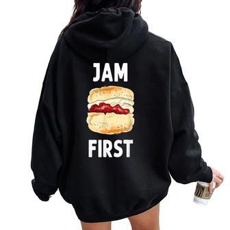 Novelty Cornish Scones Ideas For & Cornwall Jam First Women Oversized Hoodie Back Print - Thegiftio UK